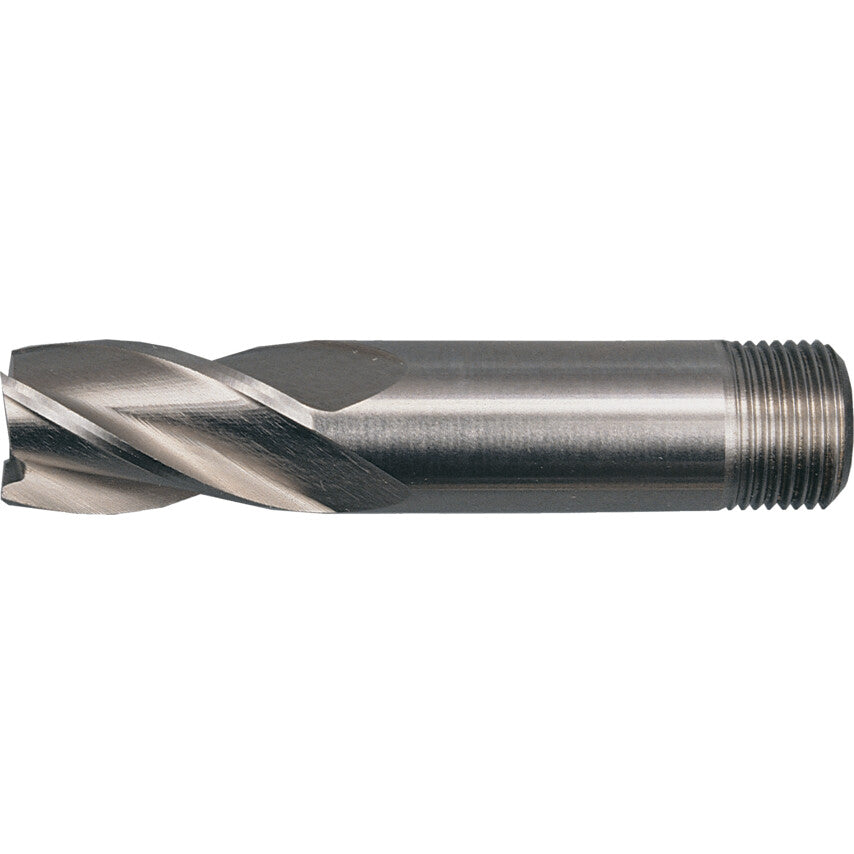 E410T, End Mill, Short, 16mm, Threaded Shank , 4fl, High Speed Steel, Bright
