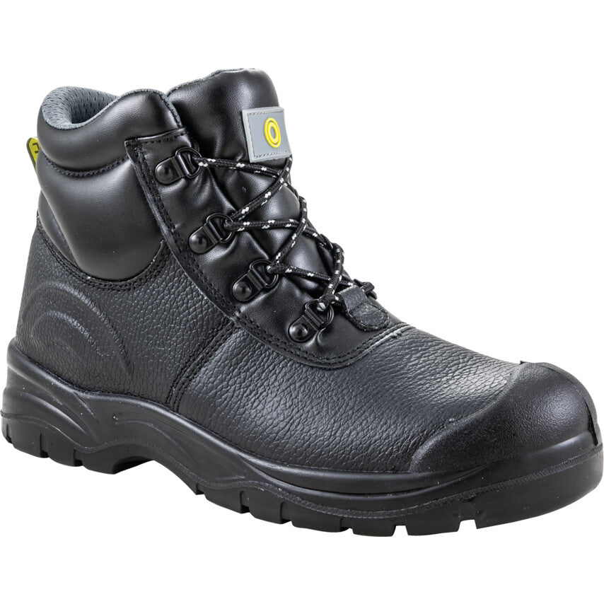 Unisex Metal Safety Boots, Size 4, Black, Leather Upper, Steel Toe Cap, S1P, EN ISO 20345:2011