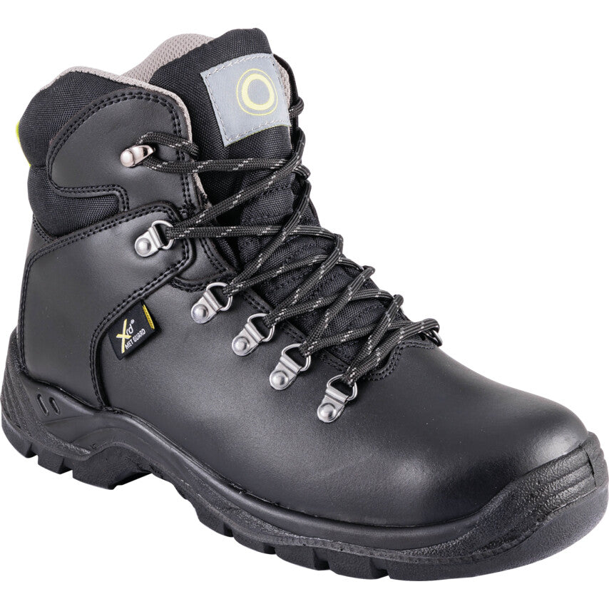 Unisex Metal Safety Boots, Size 4, Black, Leather Upper, Steel Toe Cap, S3, EN ISO 20345:2011