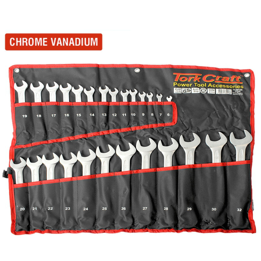 Tork Craft 6mm - 32mm Combination Spanner Set 26 Piece