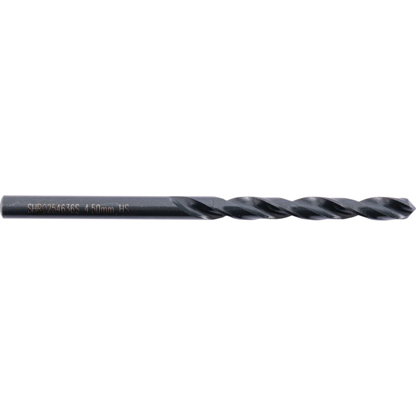 Jobber Drill, 4.5mm, Normal Helix, High Speed Steel, Black Oxide