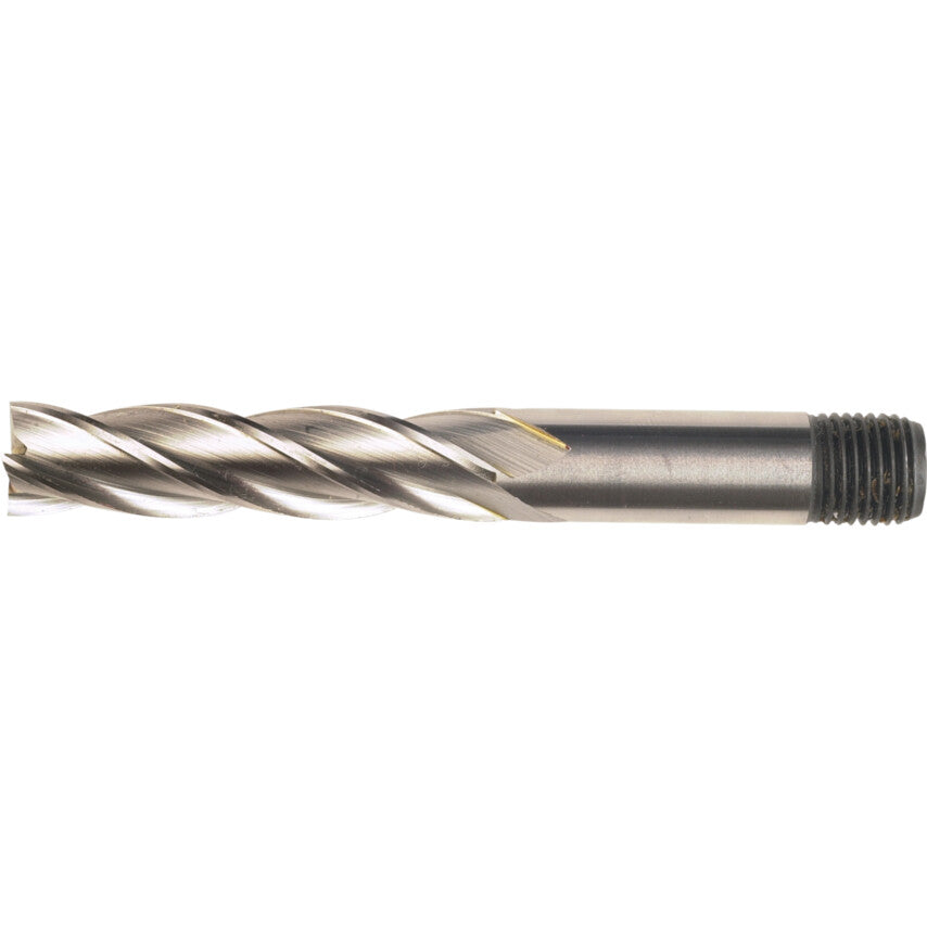 E431T, End Mill, Long, Threaded Shank, 8mm, Cobalt High Speed Steel, Bright
