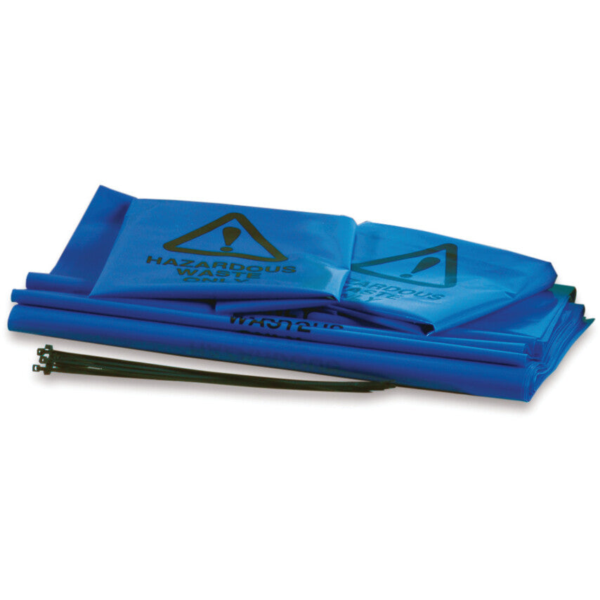 HAZARDOUS WASTE BAGS; BLUE 46x90CM (PK100)+TIES