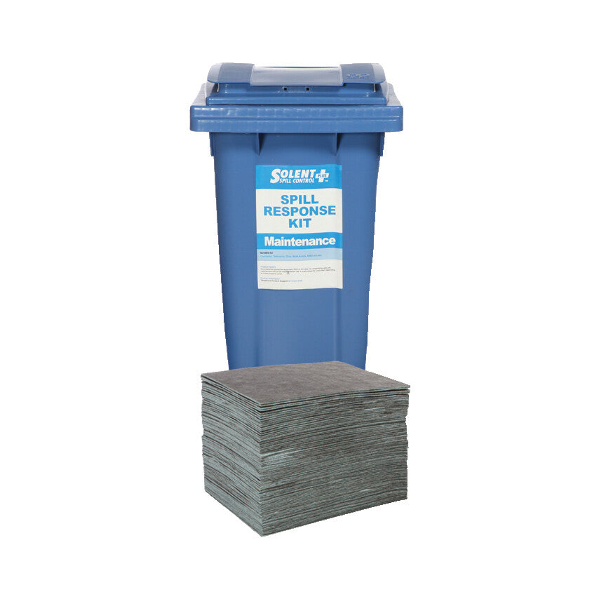 Maintenance Spill Kit, 120L Absorbent Capacity Per Kit, Wheeled Bin