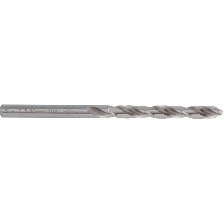Jobber Drill, 5.2mm, Normal Helix, Cobalt High Speed Steel, Bright