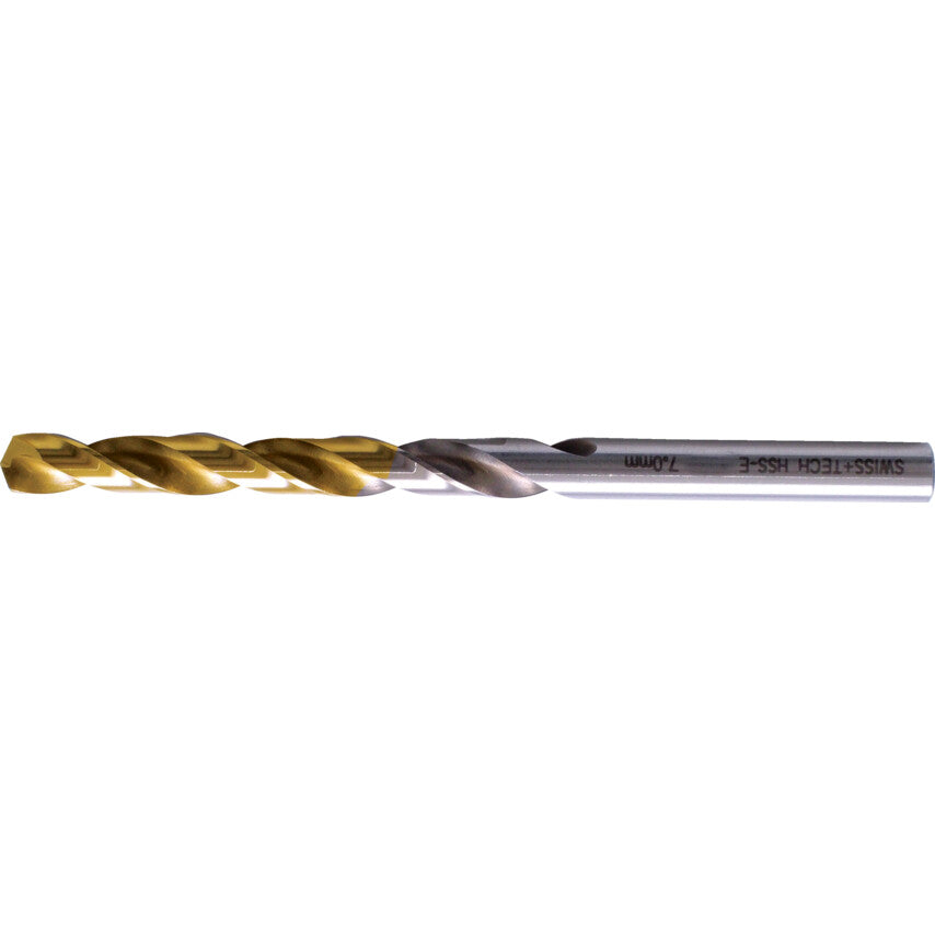 Jobber Drill, 7mm, Normal Helix, Cobalt High Speed Steel, TiN-Tipped