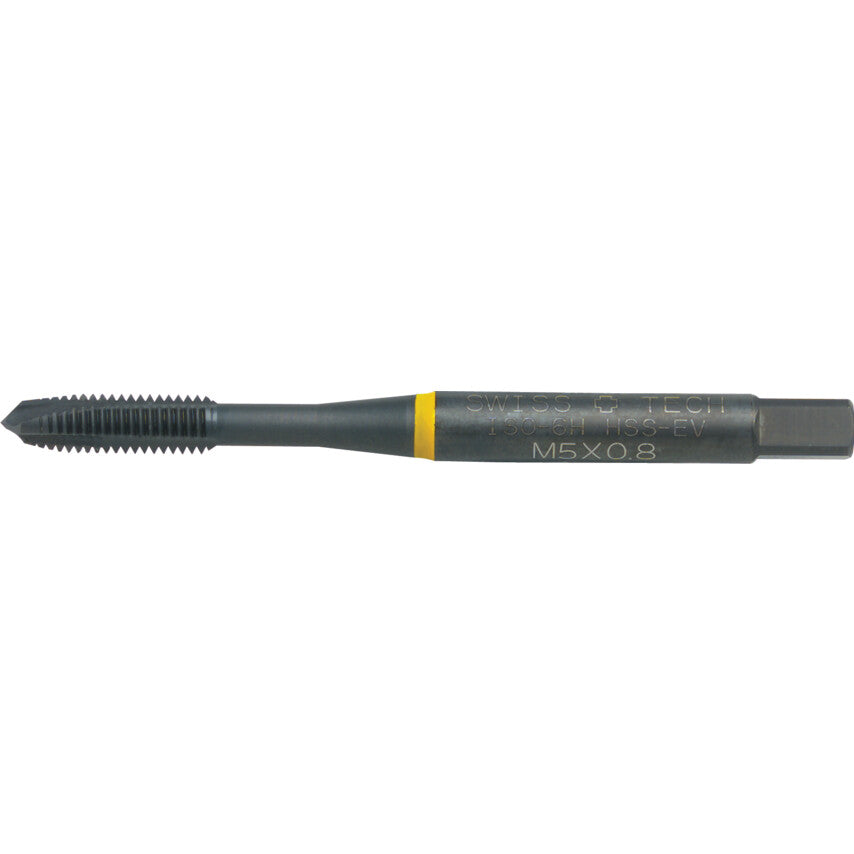 Machine Tap, M4 x 0.7mm, Metric Coarse, Spiral Point, Vanadium High Speed Steel, Steam Tempered, Yellow