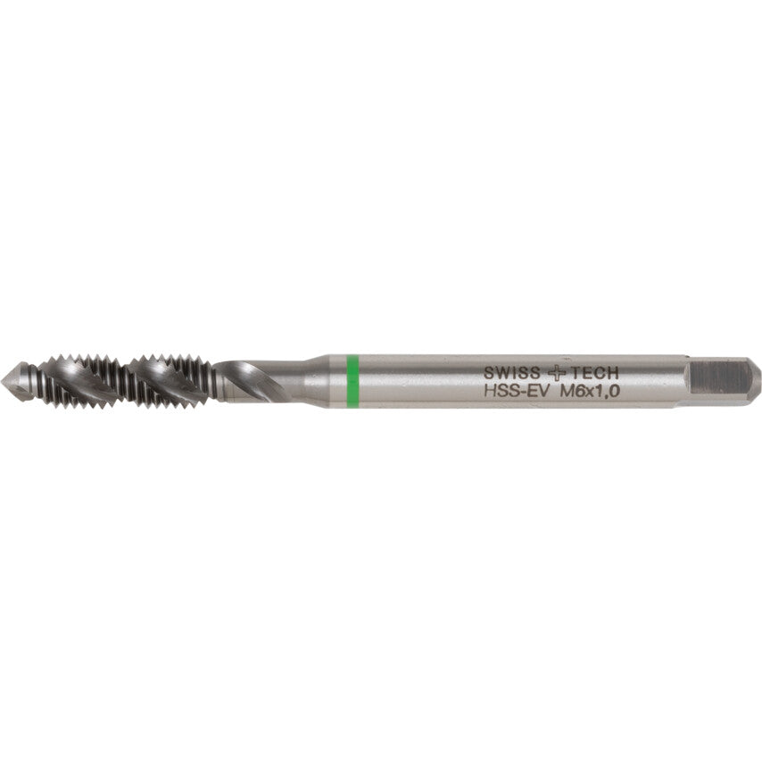 Machine Tap, M4 x 0.7mm, Metric Coarse, Spiral Flute, Vanadium High Speed Steel, Nitride, Green