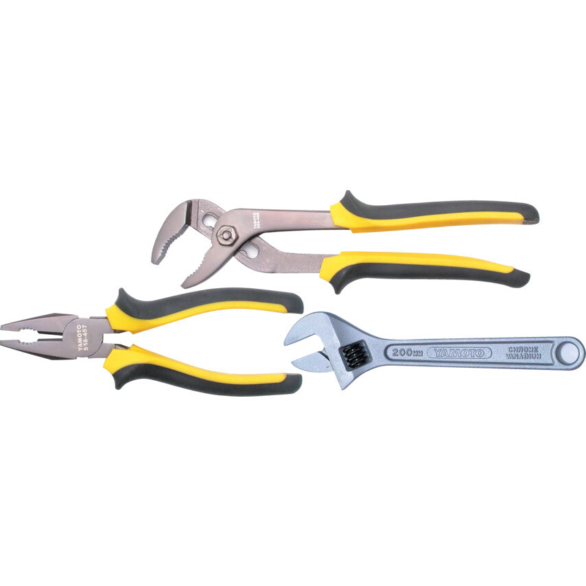 Pliers, Smooth and Serrated, Steel, 150, 185, 250mm, Set