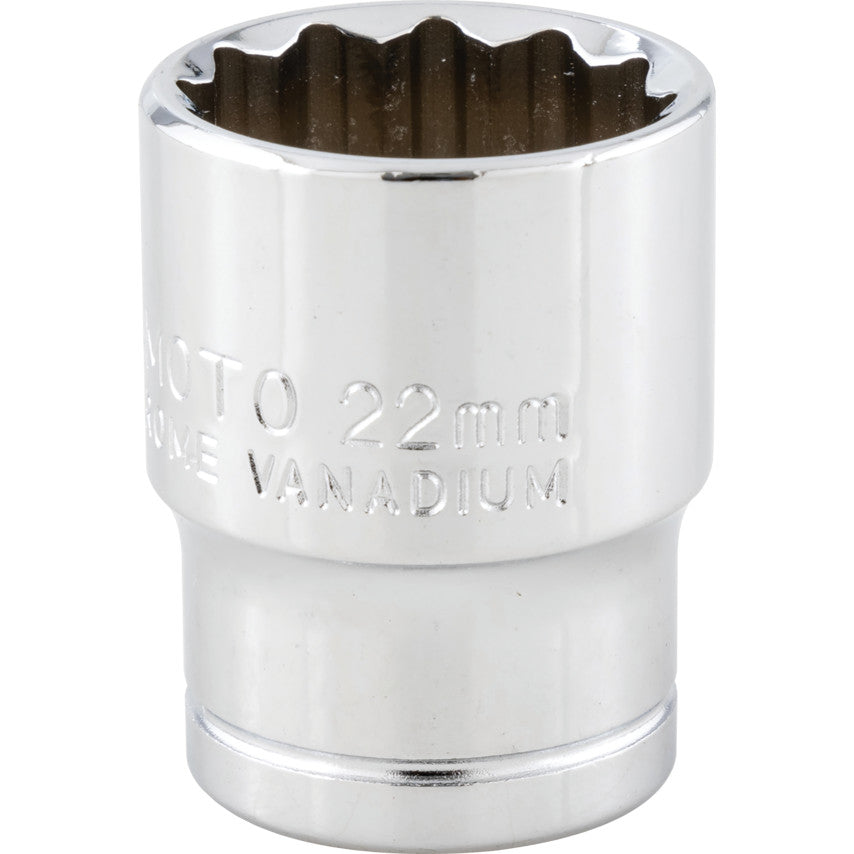 1/2in. Drive, Standard Bi-Hexagon Socket, 22mm, Metric, Polished Finish