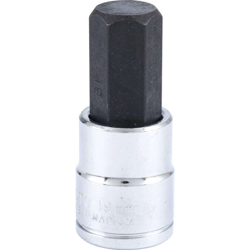1/2in. Drive, Standard Hexagon Bit Socket, 19mm, Metric, Polished Finish
