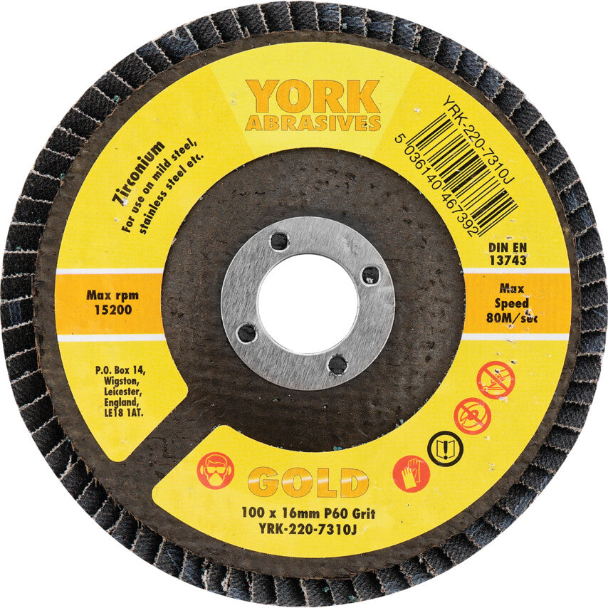 100x16mm F/GLASS ZIRC FLAP DISC P60