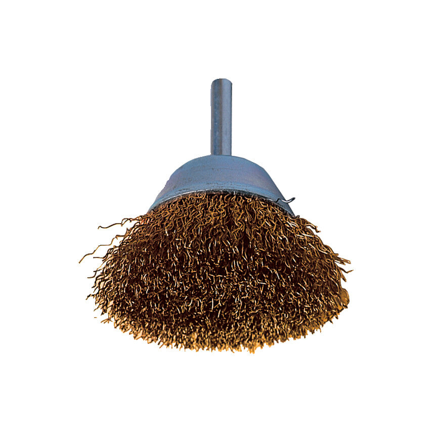 30SWG Shaft Mounted Brass Coated Cup Brush 40 x 10mm