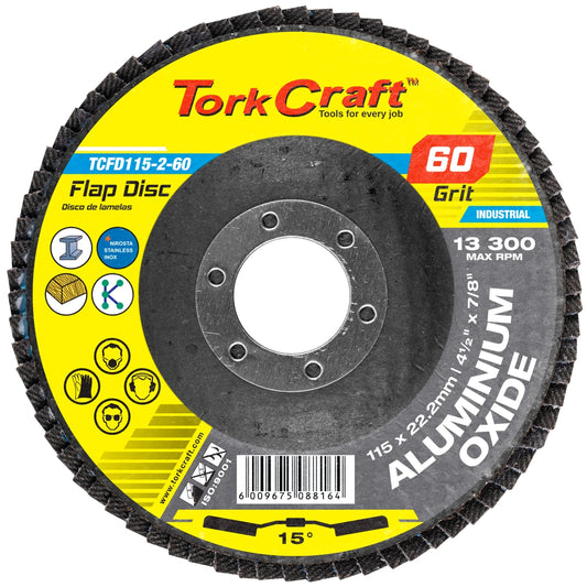 Tork Craft Flap Disc 115mm 15 Deg Angle 60 Grit