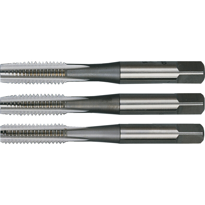 Hand Tap Set , M2 x 0.45mm, Metric Fine, High Speed Steel, Bright, Set of 3