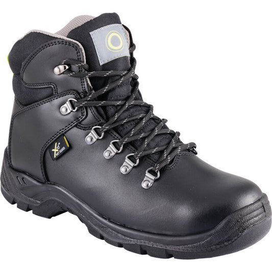 Unisex Metal Safety Boots, Size 4, Black, Leather Upper, Steel Toe Cap, S3, EN ISO 20345:2011