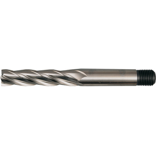 E304T, End Mill, Long, 4.5mm, Threaded Shank, 4fl, High Speed Steel, Bright