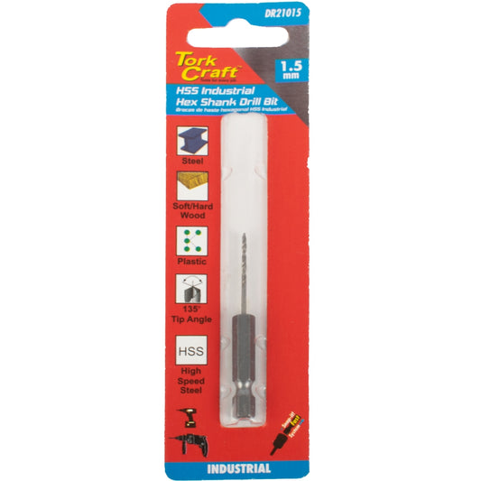Tork Craft 1.50mm 1/4 Hex Drive High Speed Steel Drill Bit