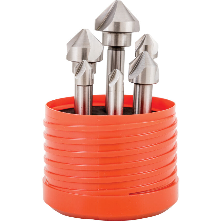 Countersink Set, Countersink, Straight Shank, Set of 6, Cobalt High Speed Steel, Bright