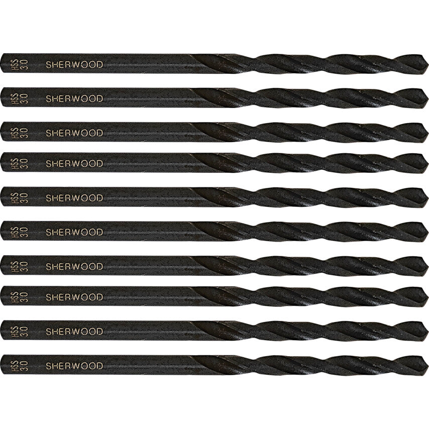 Jobber Drill, 3mm, Normal Helix, High Speed Steel, Black Oxide