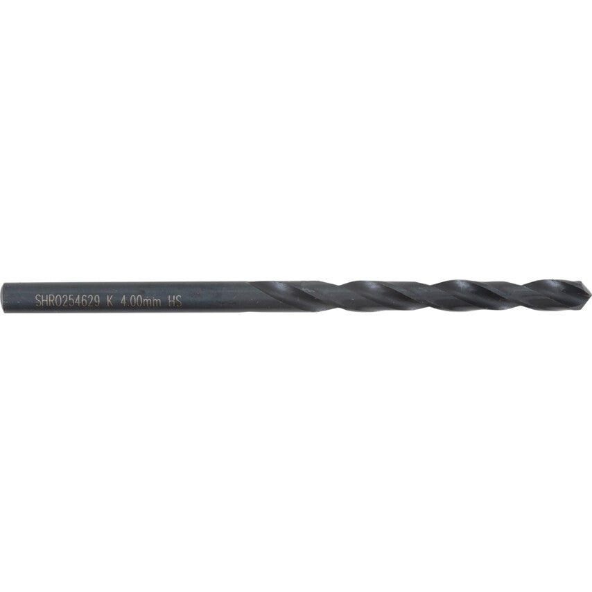 Jobber Drill, 4mm, Normal Helix, High Speed Steel, Black Oxide