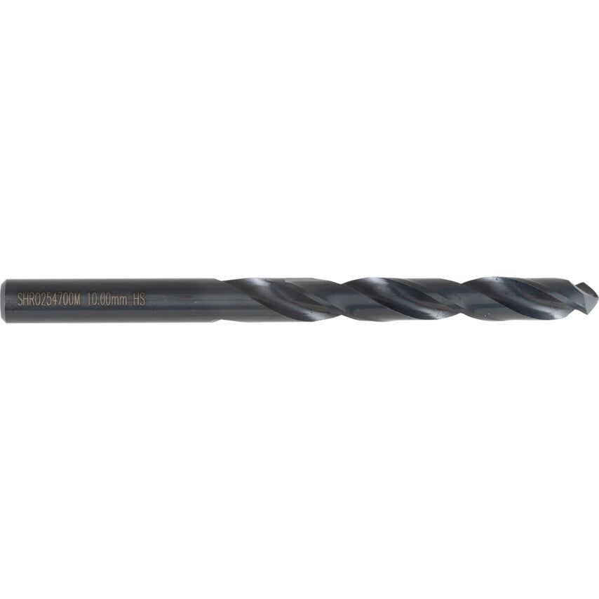 Jobber Drill, 10mm, Normal Helix, High Speed Steel, Black Oxide