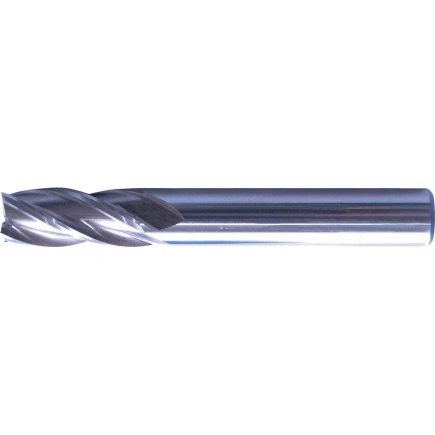 End Mill, Long, Plain Round Shank, 12mm, Cobalt High Speed Steel, Bright
