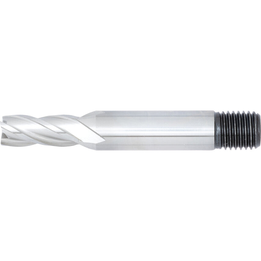E410T, End Mill, Short, 8mm, Threaded Shank , 4fl, High Speed Steel, Bright