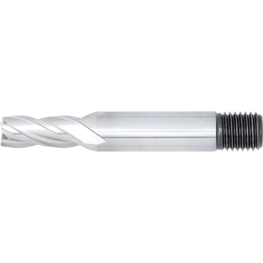 E410T, End Mill, Short, 8mm, Threaded Shank , 4fl, High Speed Steel, Bright
