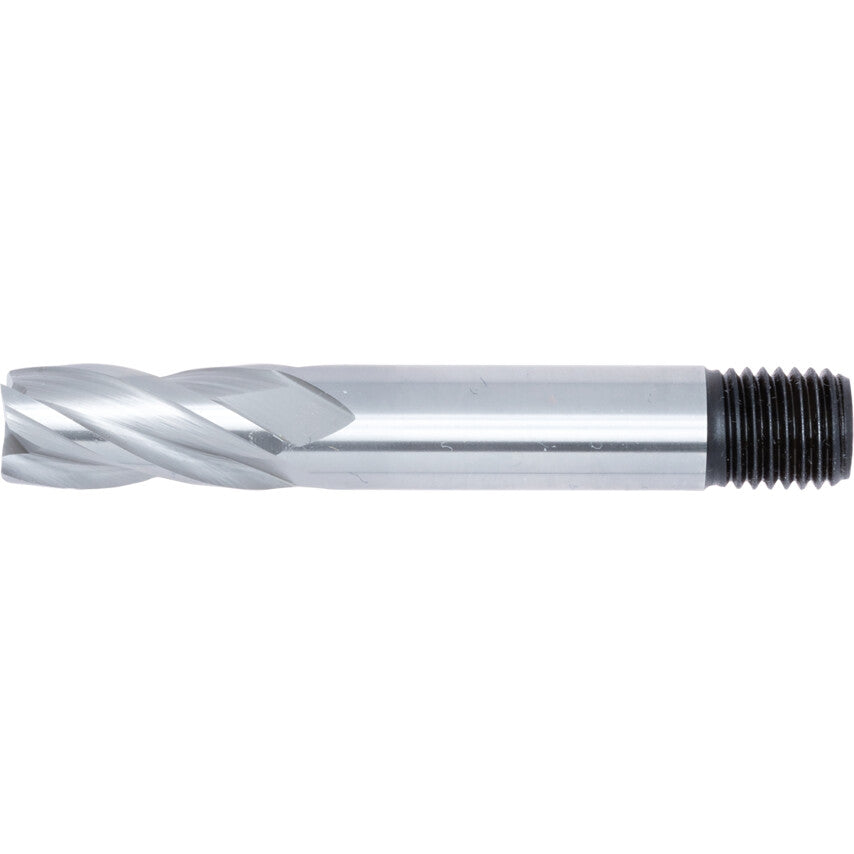 E410T, End Mill, Short, 10mm, Threaded Shank , 4fl, High Speed Steel, Bright