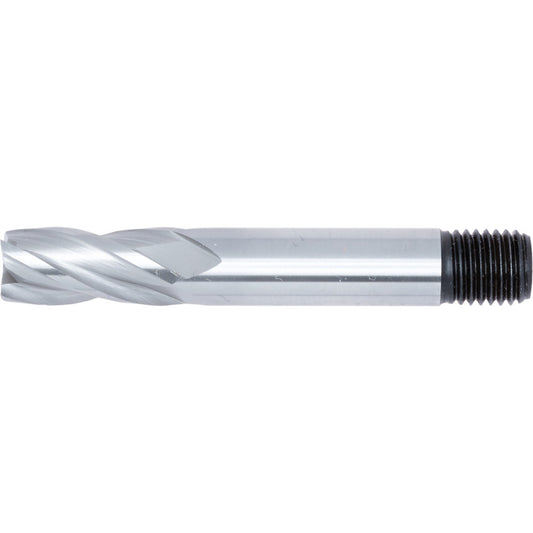 E410T, End Mill, Short, 10mm, Threaded Shank , 4fl, High Speed Steel, Bright