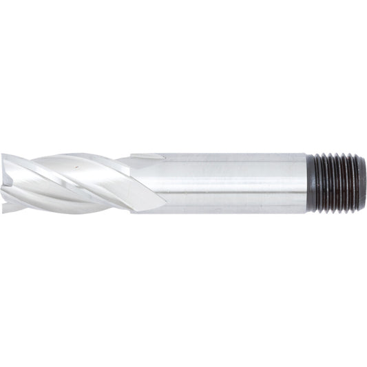 E410T, End Mill, Short, 12mm, Threaded Shank , 4fl, High Speed Steel, Bright