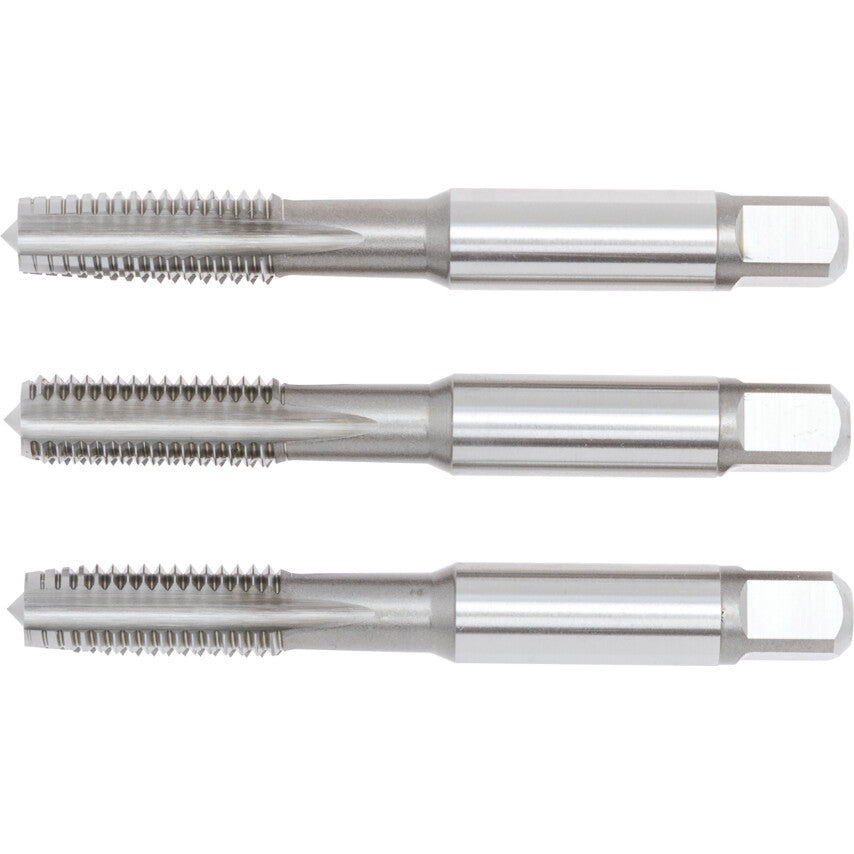 Hand Tap Set , M10 x 1.5mm, Metric Coarse, High Speed Steel, Bright, Set of 3