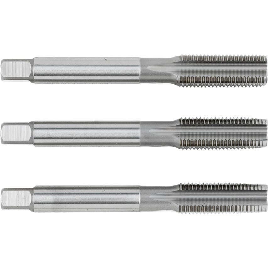 Hand Tap Set , M12 x 1.25mm, Metric Fine, High Speed Steel, Bright, Set of 3