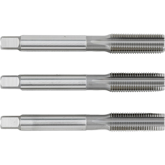 Hand Tap Set , M12 x 1.25mm, Metric Fine, High Speed Steel, Bright, Set of 3