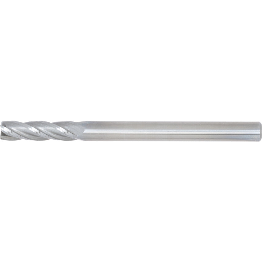 End Mill, Regular, Plain Round Shank, 4mm, Bright, Carbide, 4fl