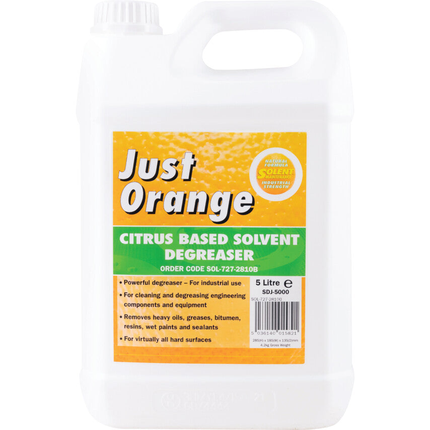 Just Orange, Degreaser, Solvent Based, Bottle, 5L