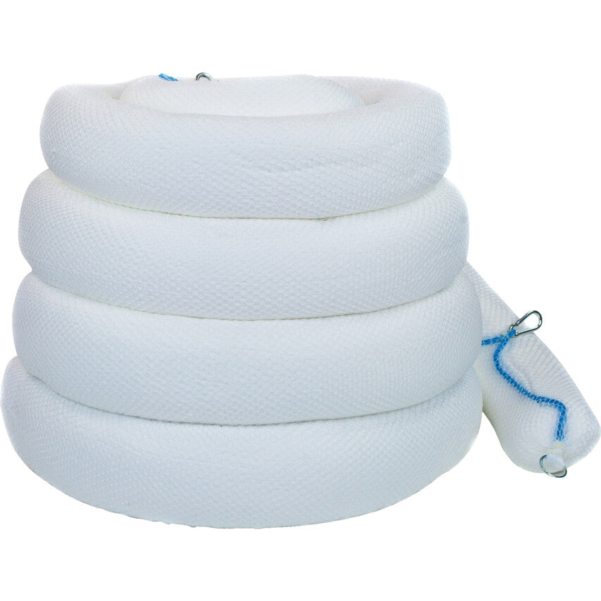Oil Absorbent Boom, 320L Absorbent Capacity Per Pack, 3000mm, Pack of 4