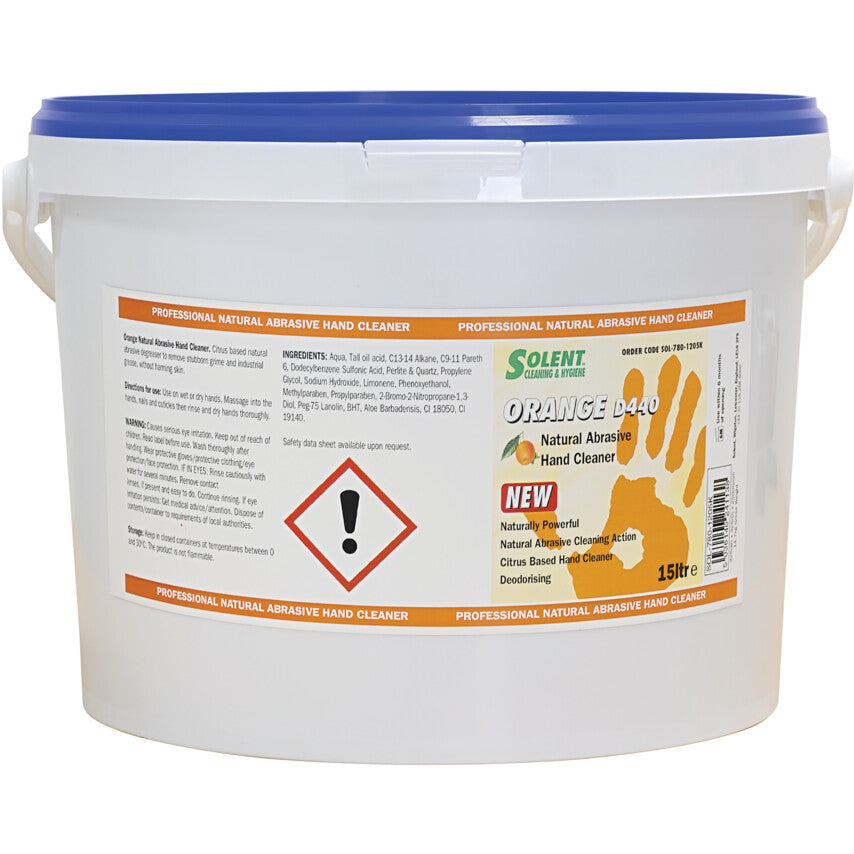 Solent Orange, Antibacterial Gel Hand Cleaner, 15L Tub