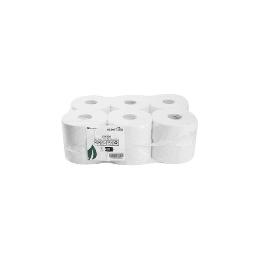 Mini Jumbo Toilet Roll, 2 Ply, White, 12 Rolls, 200m Per Roll