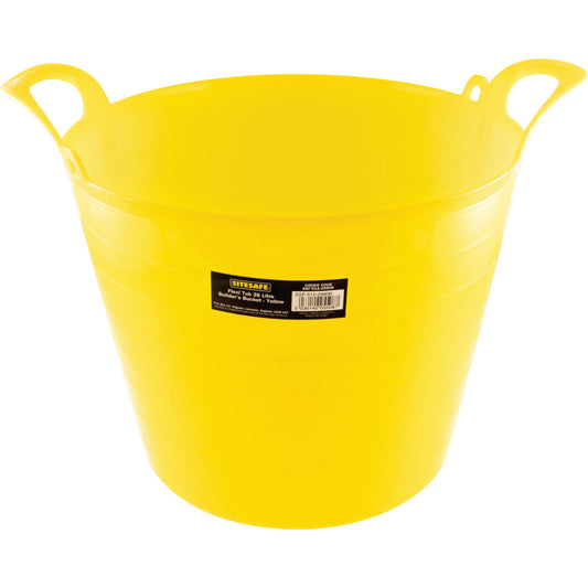 Yellow Plastic Flexible Bucket, Plastic Handle, 26 Ltr