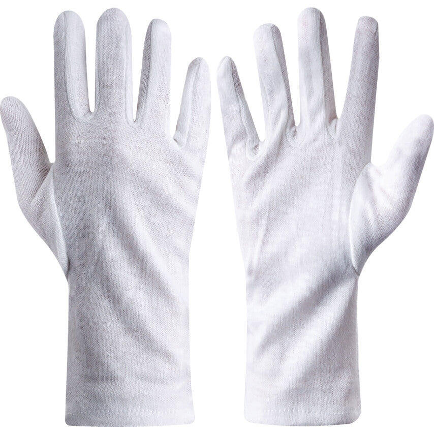 Uncoated Inspection Glove, Interlock Cotton Liner, White, Size 10