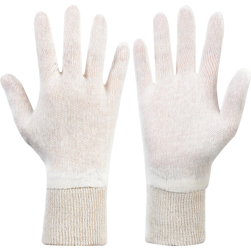 Uncoated Inspection Glove, Cotton Liner, White, Size 8