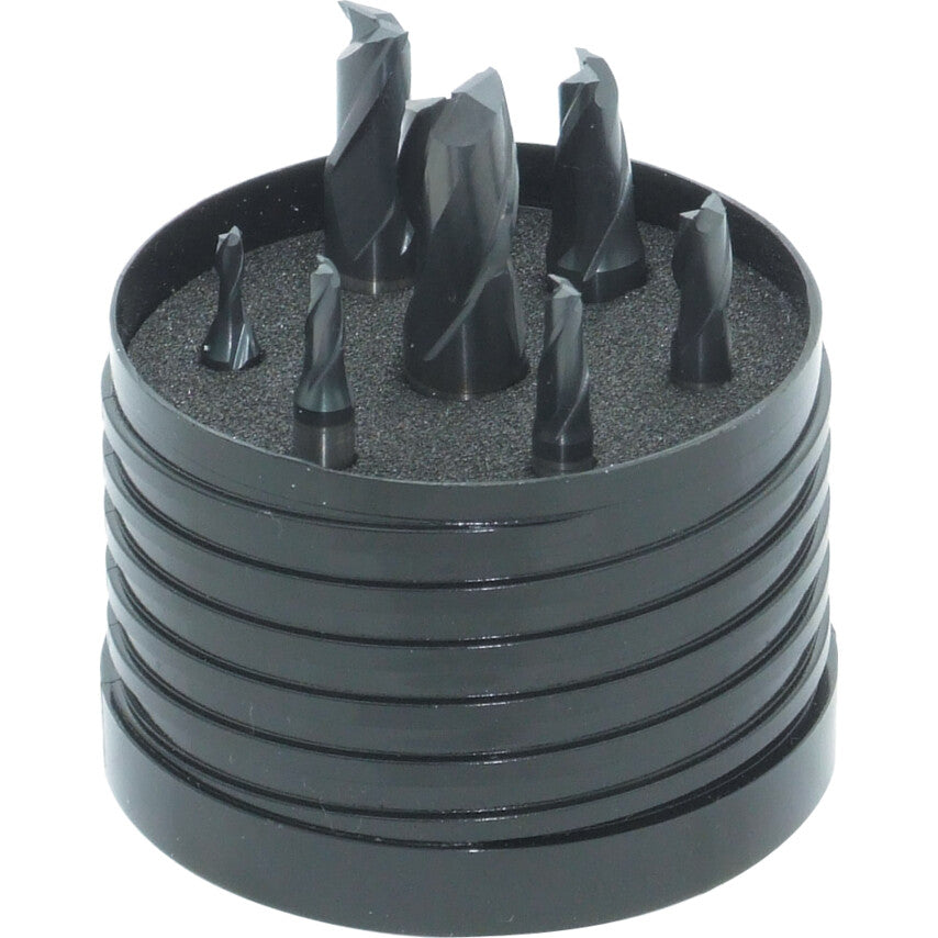 Slot Drill Set, 3-12mm Weldon Flat, Powdered Metal High Speed Steel, Peak Power, Set Of 7