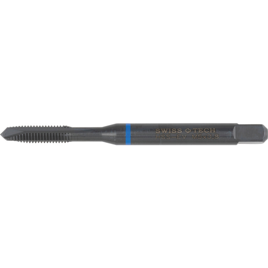 Machine Tap, M5 x 0.8mm, Metric Coarse, Spiral Point, Vanadium High Speed Steel, Steam Tempered, Blue