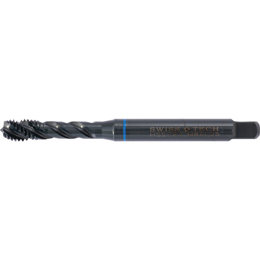 Machine Tap, M8 x 1.25mm, Metric Coarse, Spiral Flute, Vanadium High Speed Steel, Steam Tempered, Blue