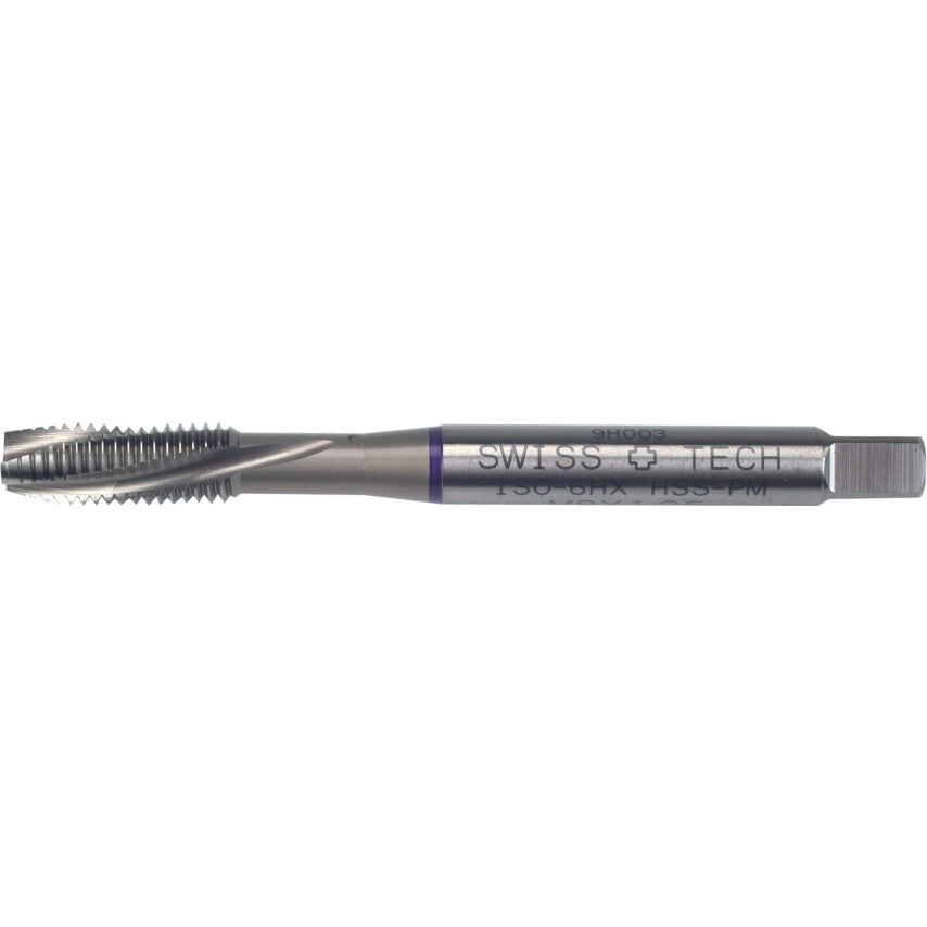 Machine Tap, M8 x 1.25mm, Metric Coarse, Spiral Flute, Powdered Metal High Speed Steel, Nitride, Purple