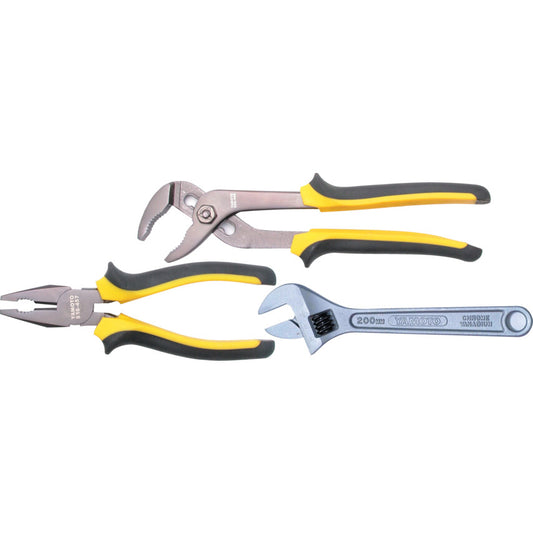 Pliers, Smooth and Serrated, Steel, 150, 185, 250mm, Set