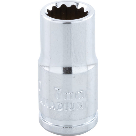 1/4in. Drive, Standard Hexagon Socket, 7mm, Metric, Polished Finish
