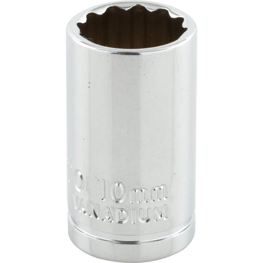 1/4in. Drive, Standard Hexagon Socket, 10mm, Metric, Polished Finish